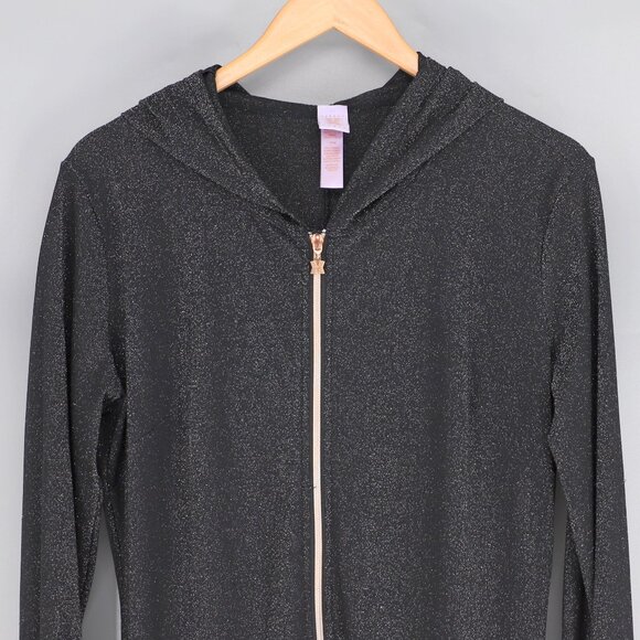 SAVAGE X FENTY Sleep & Shine Hooded Onesie Shimmery Black Caviar Size L - Picture 5 of 9